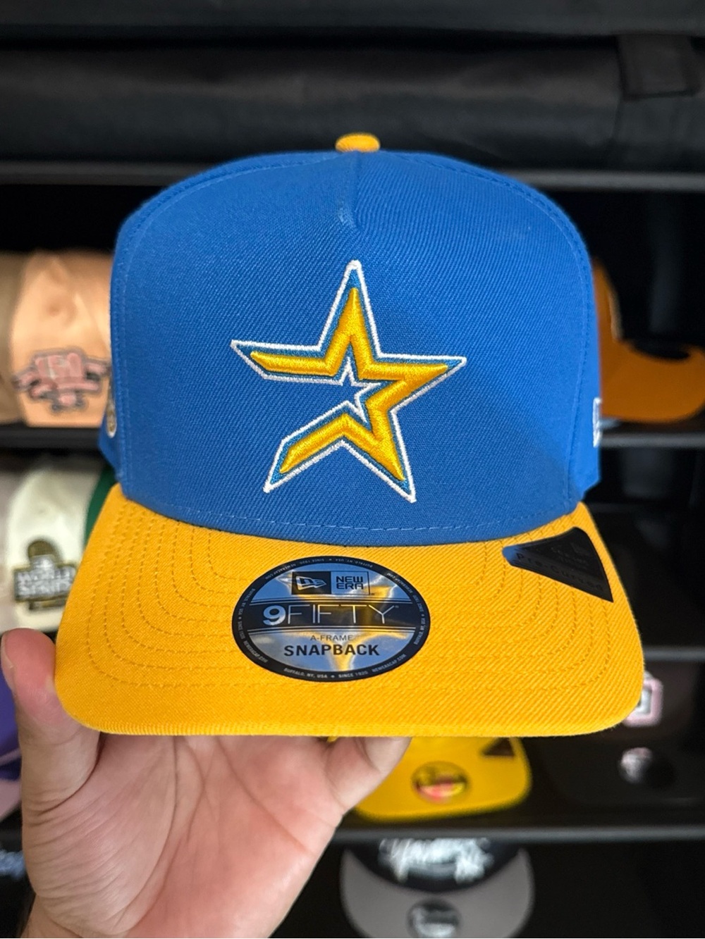 New Era Houston Astros 9FIFTY A-Frame Snapback Blue Yellow 40th Anniversary MLB